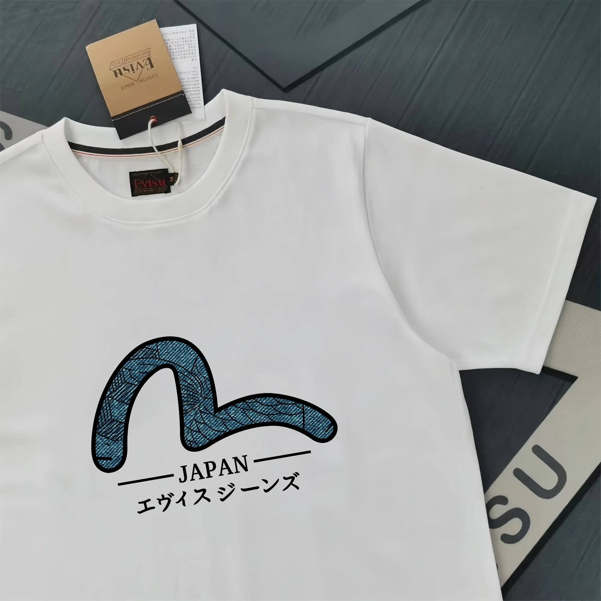 Evisu 2025New Arrival T ⚠ Quality⚠ Same Style T 。 ，Black S-XXL，White S-XXL，Gray M-XXL，Red S-XXL， Red M-XXL